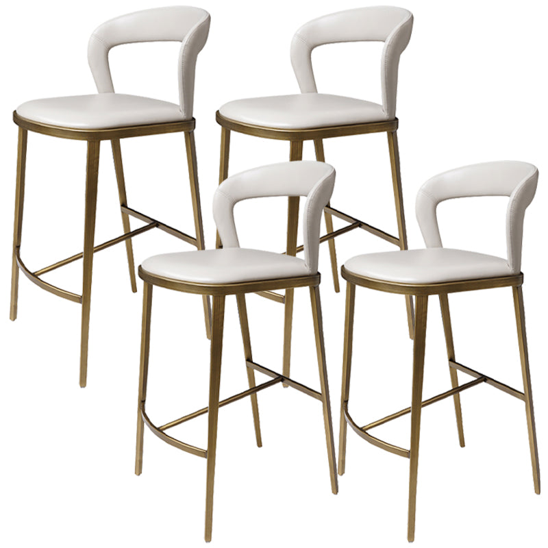 Armless Modern Counter Stool Faux Leather and Metal Counter Bar Stool