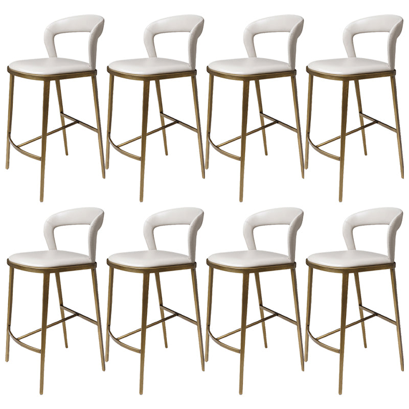 Armless Modern Counter Stool Faux Leather and Metal Counter Bar Stool