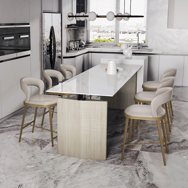 Armless Modern Counter Stool Faux Leather and Metal Counter Bar Stool