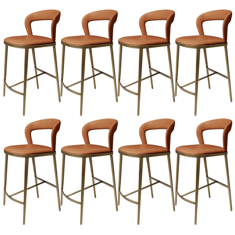 Armless Modern Counter Stool Faux Leather and Metal Counter Bar Stool
