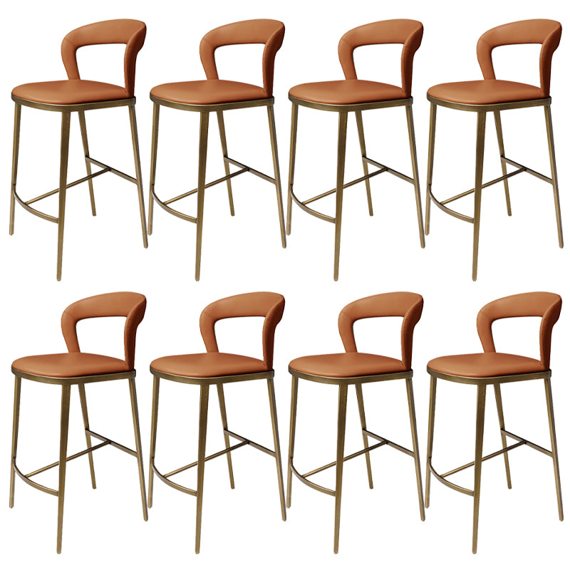 Armless Modern Counter Stool Faux Leather and Metal Counter Bar Stool