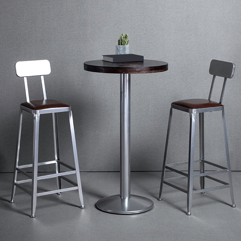 Metal Dining Stools Contemporary Armless Faux Leathe Bar Stools