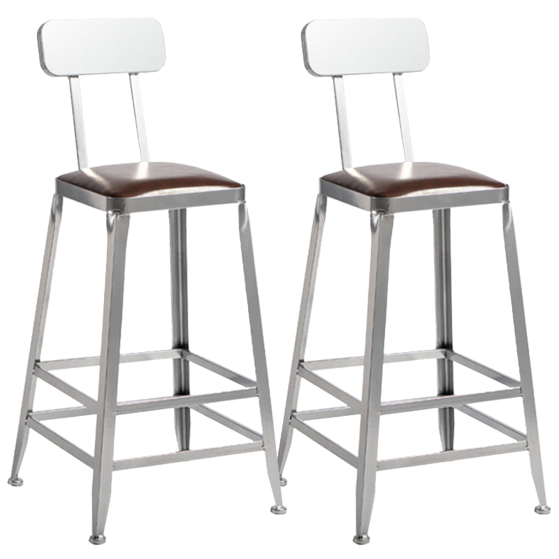 Metal Dining Stools Contemporary Armless Faux Leathe Bar Stools