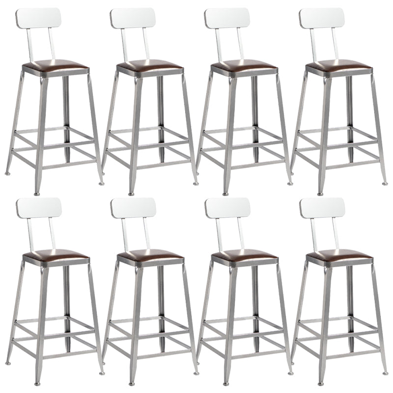 Metal Dining Stools Contemporary Armless Faux Leathe Bar Stools