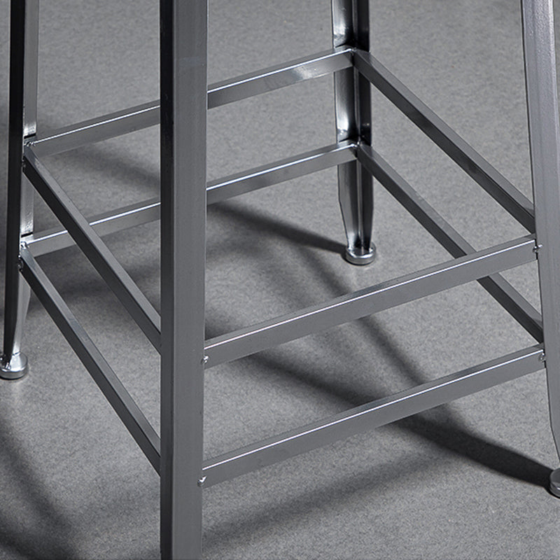 Metal Dining Stools Contemporary Armless Faux Leathe Bar Stools