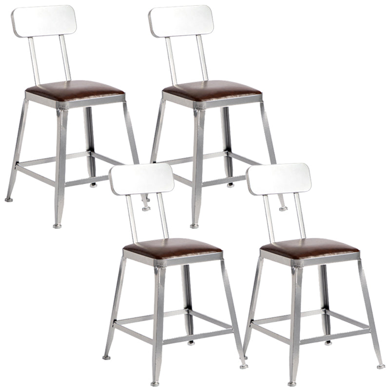 Metal Dining Stools Contemporary Armless Faux Leathe Bar Stools
