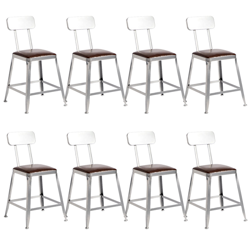 Metal Dining Stools Contemporary Armless Faux Leathe Bar Stools