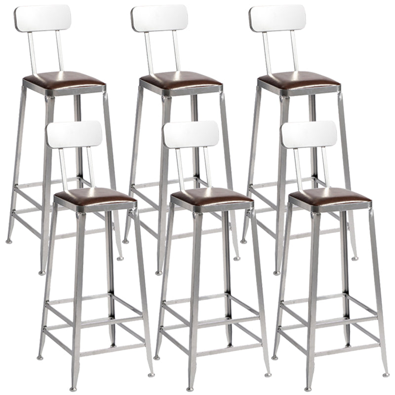 Metal Dining Stools Contemporary Armless Faux Leathe Bar Stools