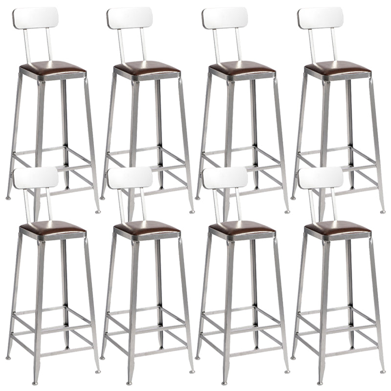 Metal Dining Stools Contemporary Armless Faux Leathe Bar Stools