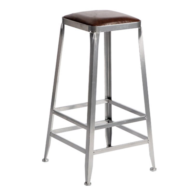 Metal Dining Stools Contemporary Armless Faux Leathe Bar Stools