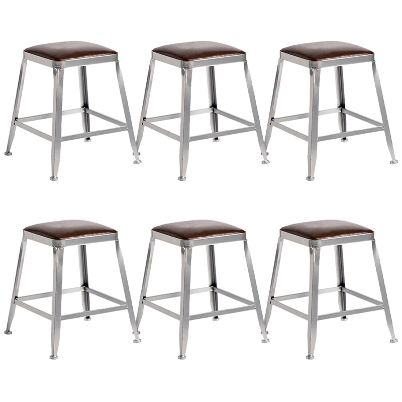 Metal Dining Stools Contemporary Armless Faux Leathe Bar Stools