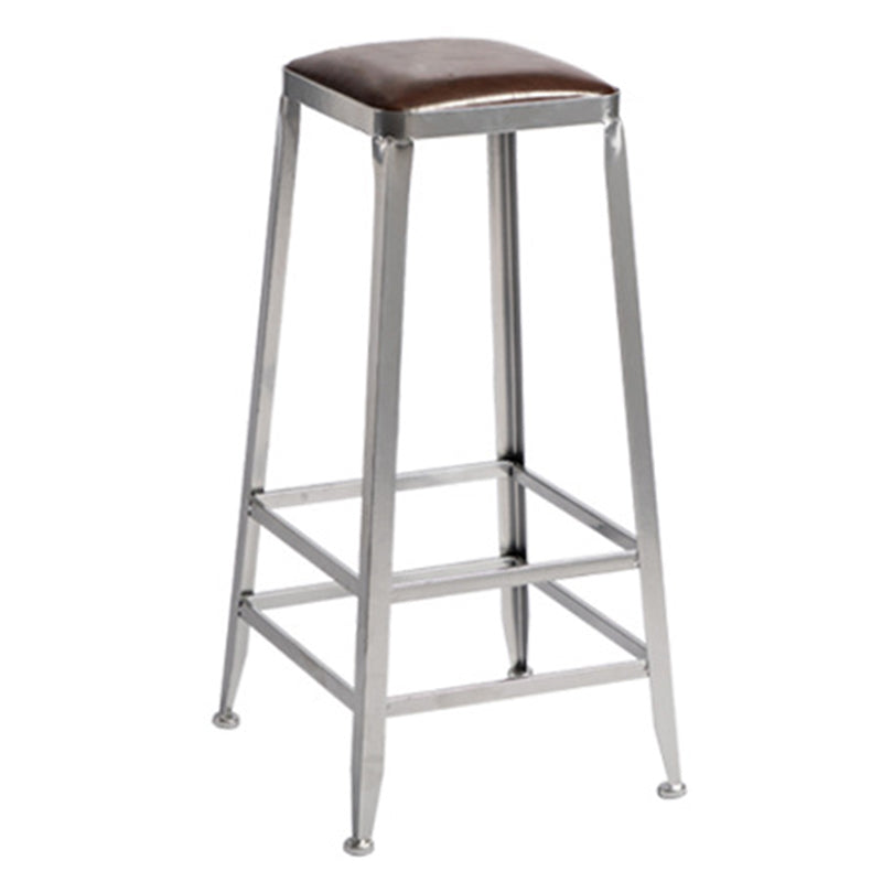 Metal Dining Stools Contemporary Armless Faux Leathe Bar Stools