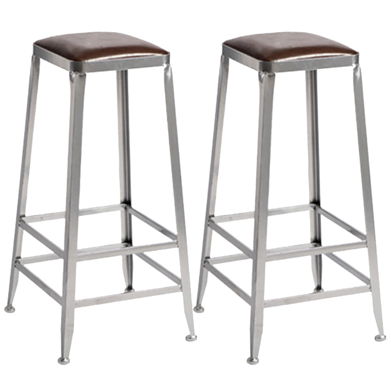 Metal Dining Stools Contemporary Armless Faux Leathe Bar Stools