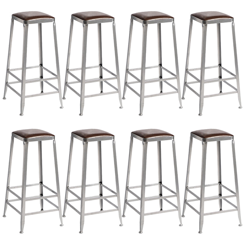 Metal Dining Stools Contemporary Armless Faux Leathe Bar Stools