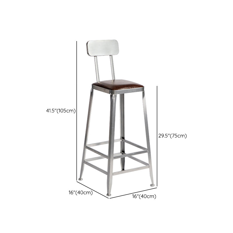 Metal Dining Stools Contemporary Armless Faux Leathe Bar Stools