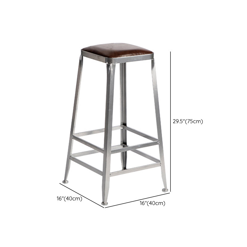 Metal Dining Stools Contemporary Armless Faux Leathe Bar Stools