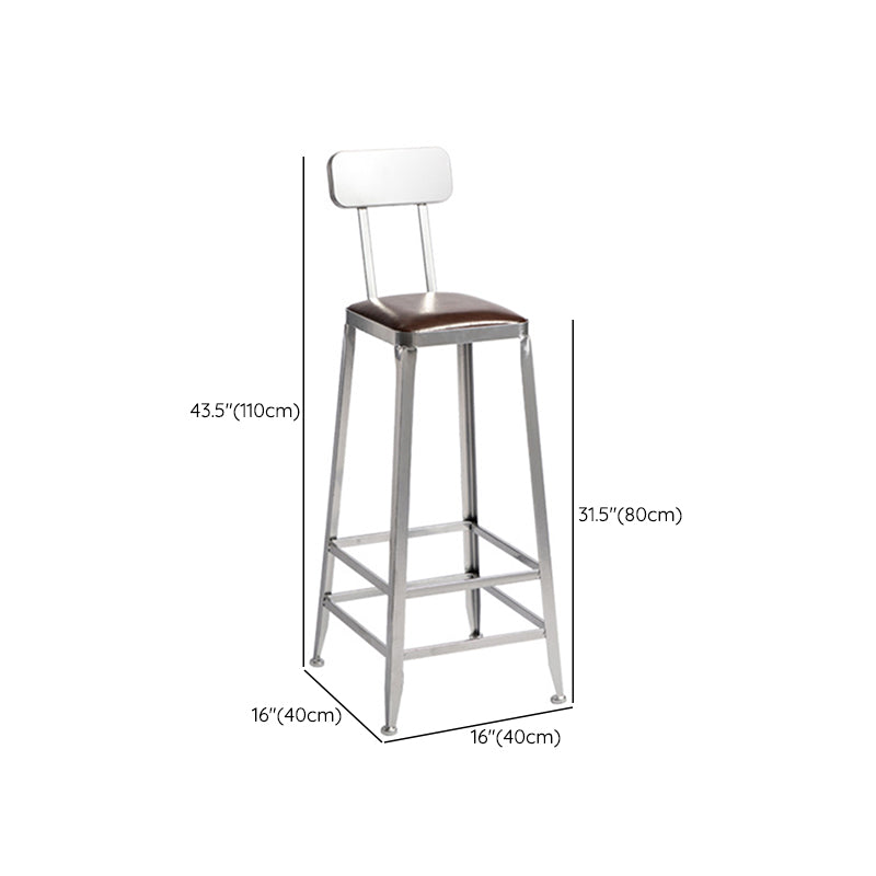 Metal Dining Stools Contemporary Armless Faux Leathe Bar Stools