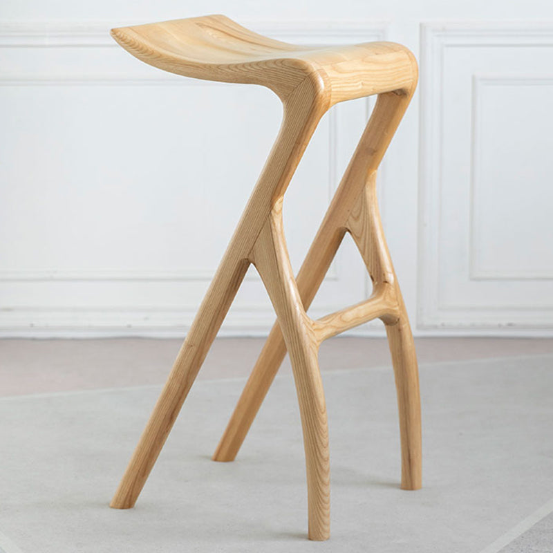 Solid Wood Bar Stool Backrless Counter Stool for Living Room