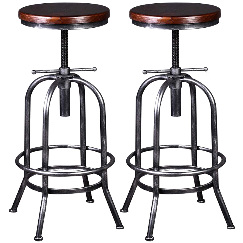 Industrial Barstools Adjustable Height Bar Stools with Metal Base