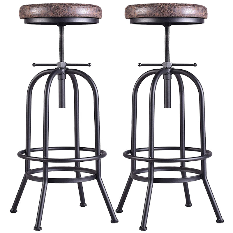 Industrial Barstools Adjustable Height Bar Stools with Metal Base