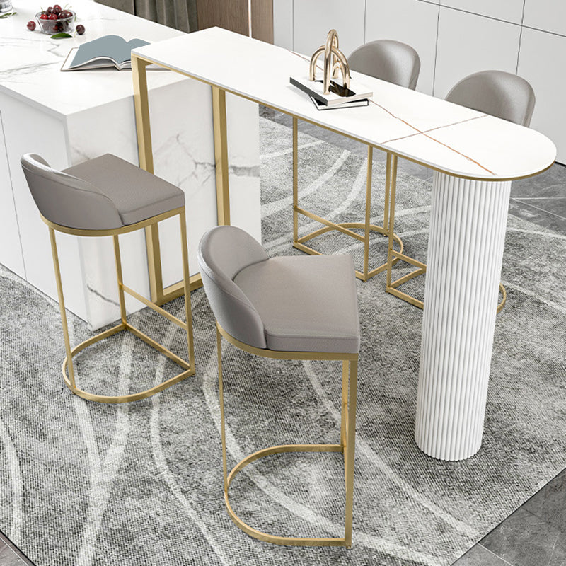 Glam Bucket Dining Stools Armless Low Back Bar Stools with Footrest