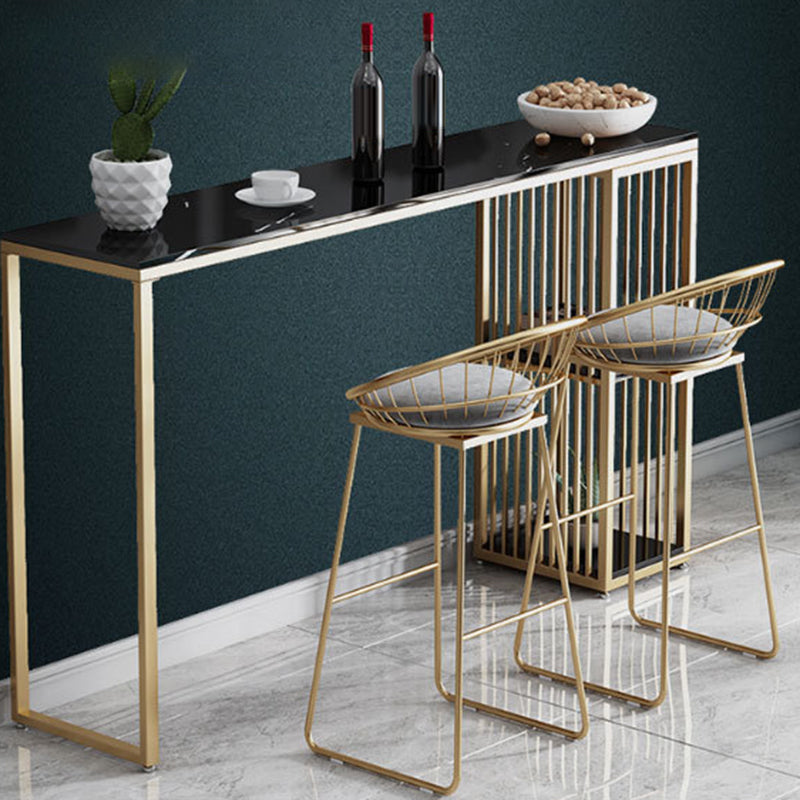 Glam Round Metal Bar Stools Low Back Dining Stools with Footrest