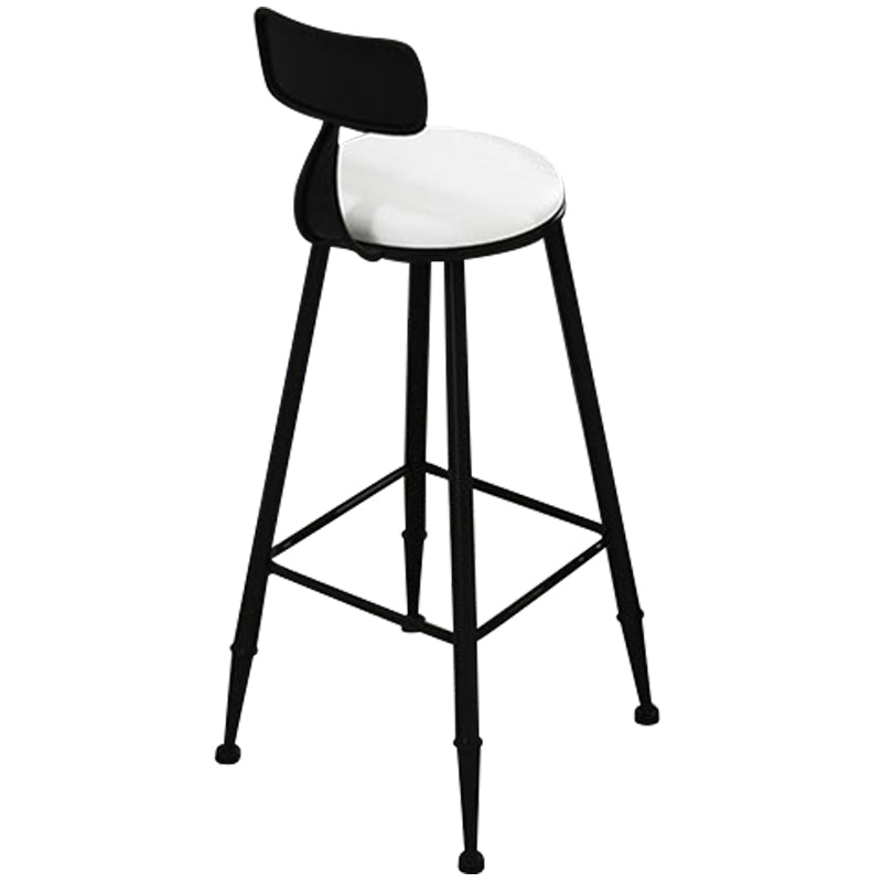 Glam Round Metal Bar Stools Low Back Dining Stools with Footrest