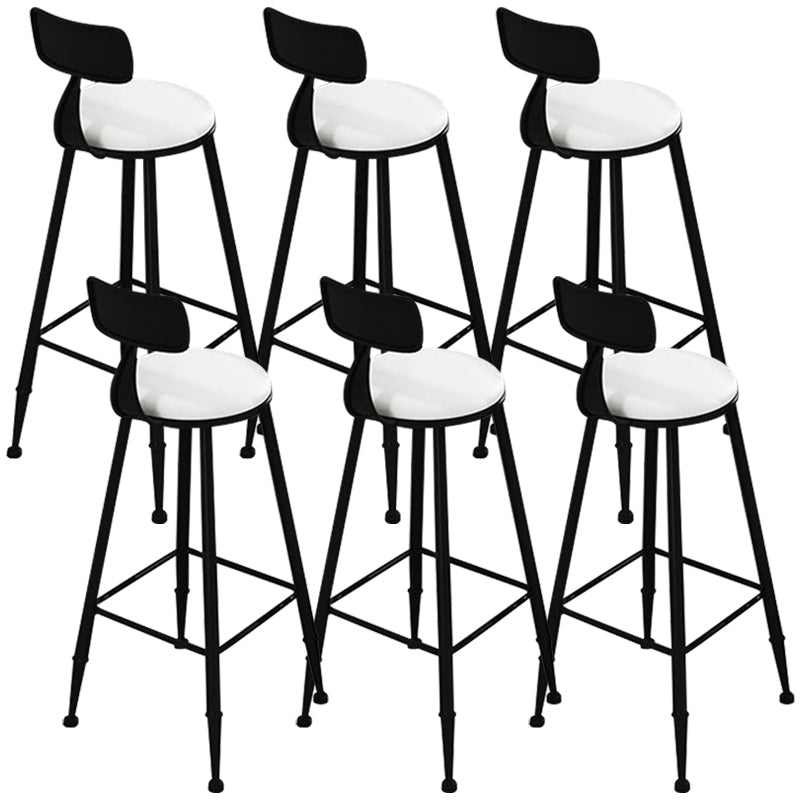Glam Round Metal Bar Stools Low Back Dining Stools with Footrest