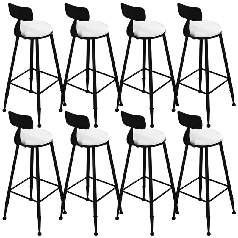 Glam Round Metal Bar Stools Low Back Dining Stools with Footrest