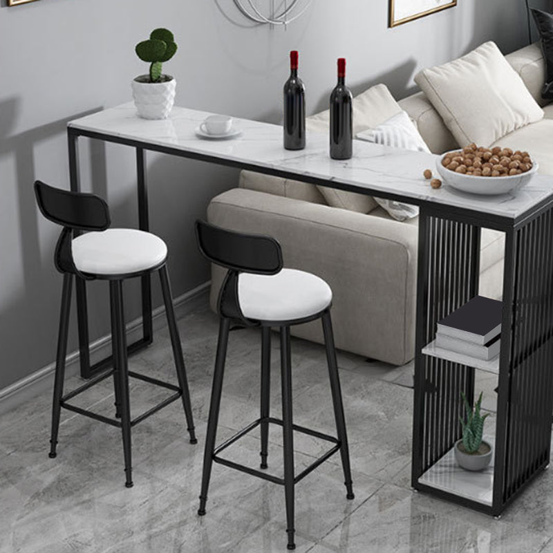 Glam Round Metal Bar Stools Low Back Dining Stools with Footrest