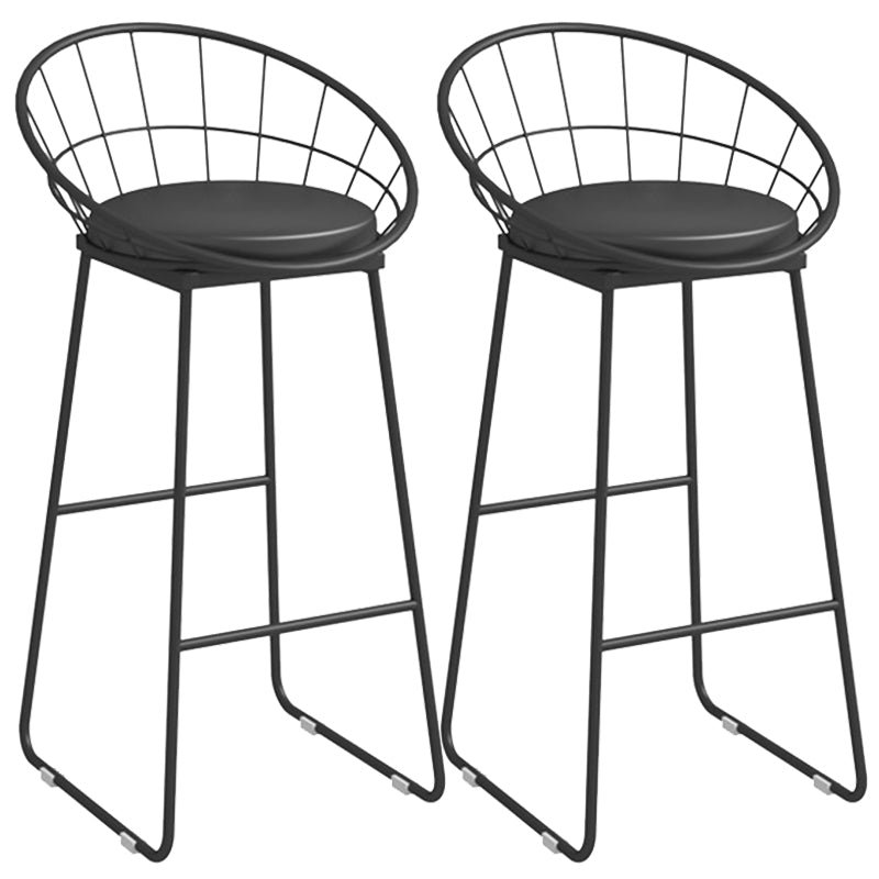 Metal Low Back Dining Stools Glam Armless Bar Stools with Black Metal Base