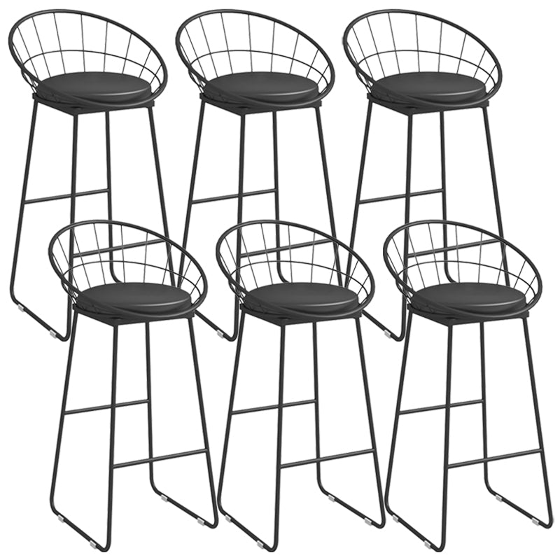 Metal Low Back Dining Stools Glam Armless Bar Stools with Black Metal Base