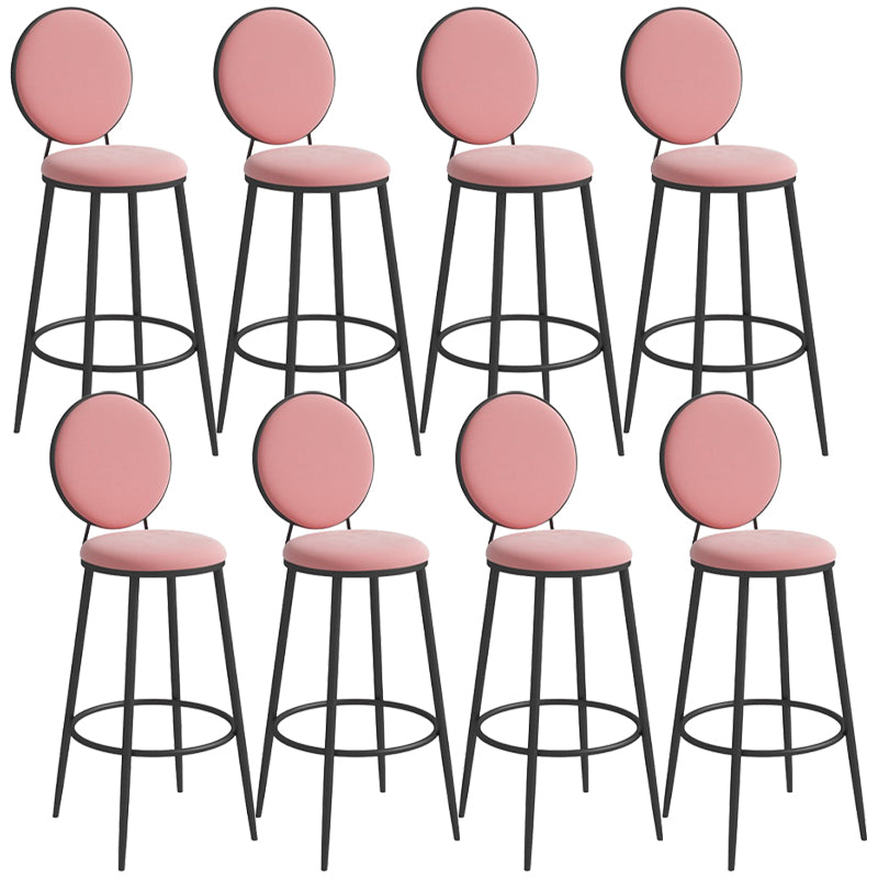 Metal Low Back Dining Stools Glam Armless Bar Stools with Black Metal Base