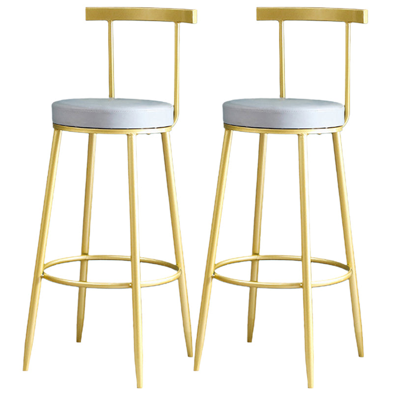 Metal Low Back Dining Stools Glam Armless Bar Stools with Gold Metal Base