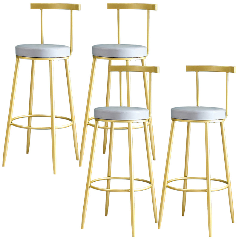 Metal Low Back Dining Stools Glam Armless Bar Stools with Gold Metal Base