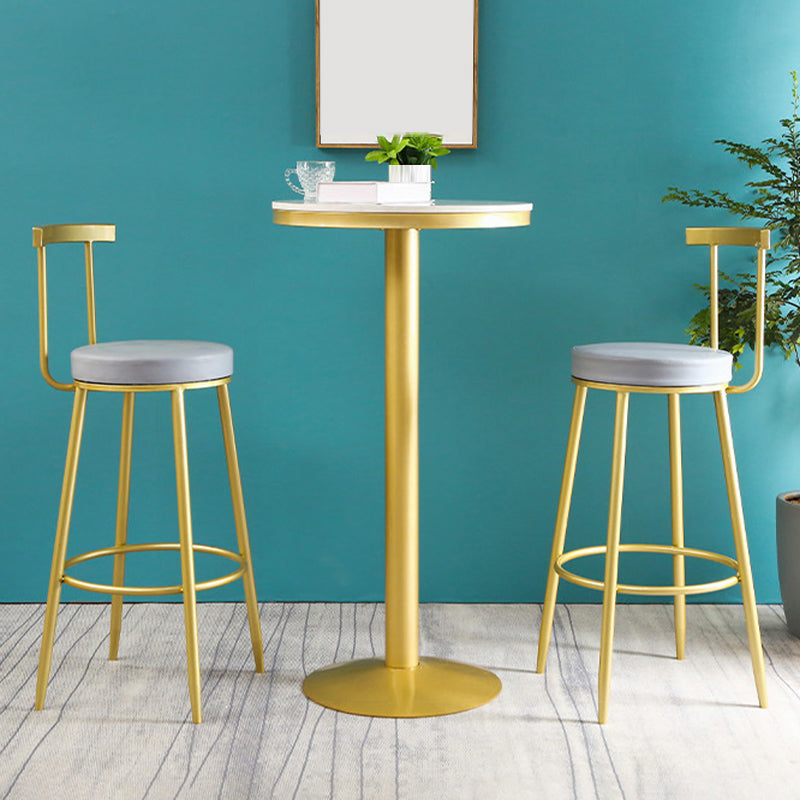 Metal Low Back Dining Stools Glam Armless Bar Stools with Gold Metal Base