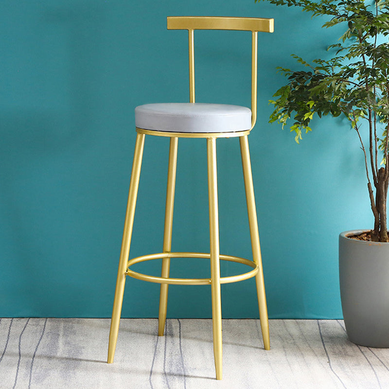 Metal Low Back Dining Stools Glam Armless Bar Stools with Gold Metal Base