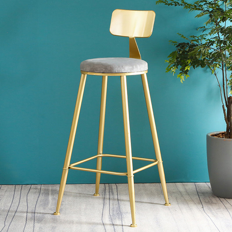 Metal Low Back Dining Stools Glam Armless Bar Stools with Gold Metal Base