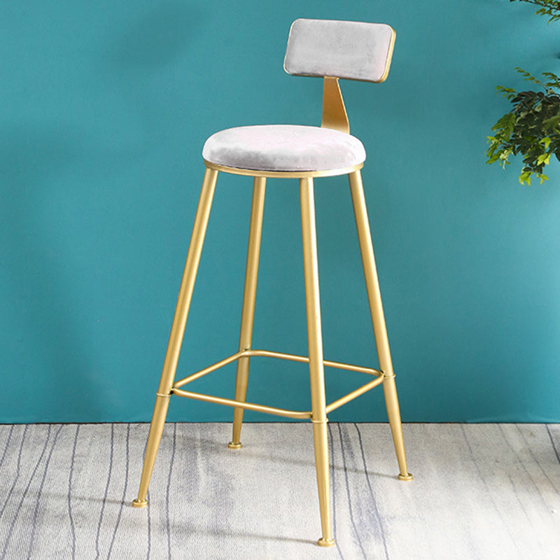 Metal Low Back Dining Stools Glam Armless Bar Stools with Gold Metal Base