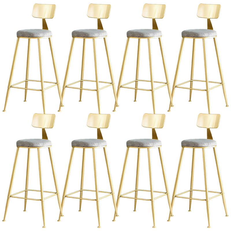 Metal Low Back Dining Stools Glam Armless Bar Stools with Gold Metal Base