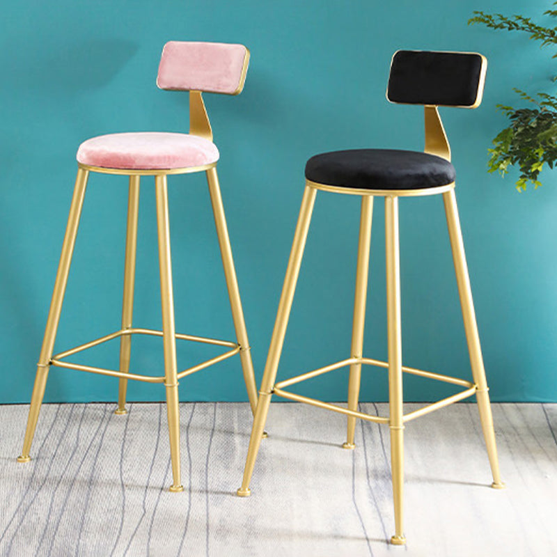 Metal Low Back Dining Stools Glam Armless Bar Stools with Gold Metal Base