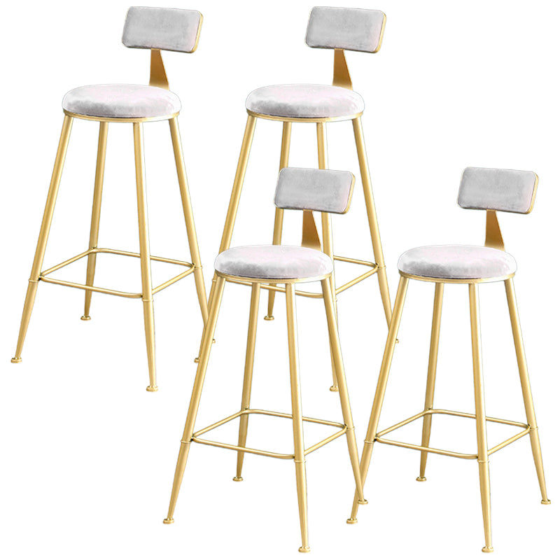 Metal Low Back Dining Stools Glam Armless Bar Stools with Gold Metal Base