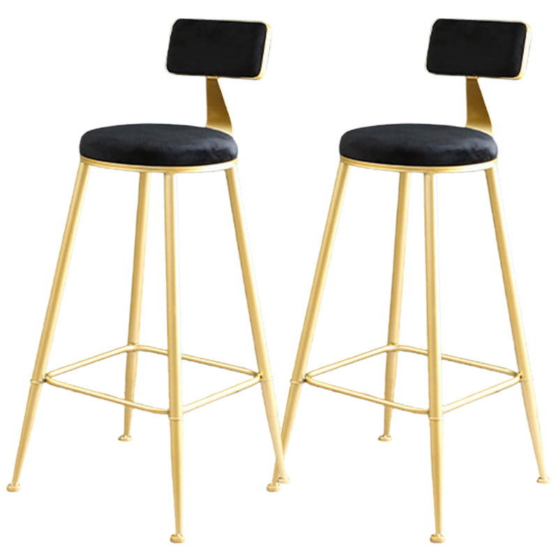 Metal Low Back Dining Stools Glam Armless Bar Stools with Gold Metal Base
