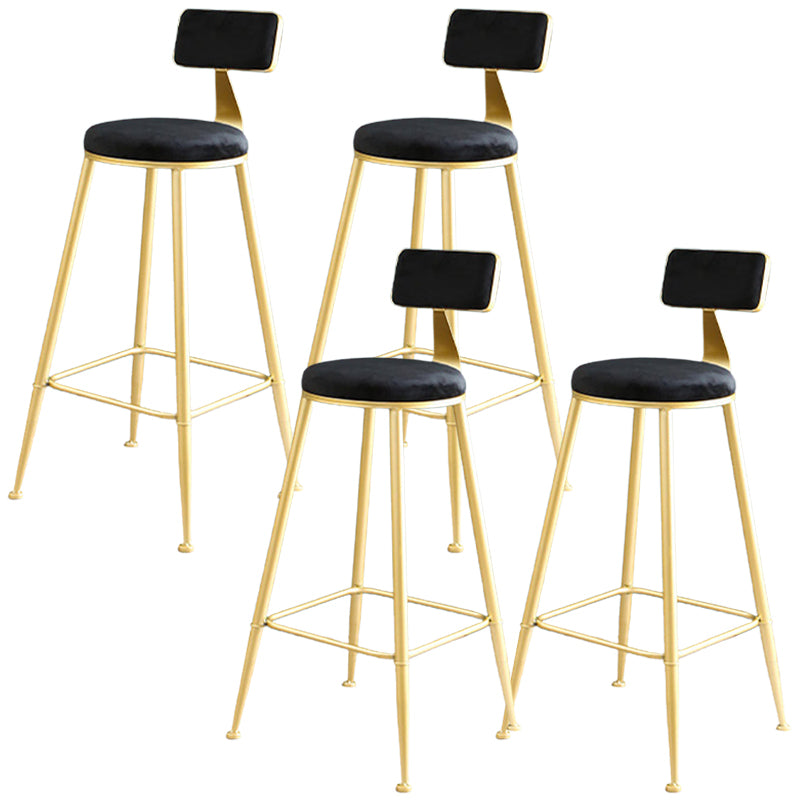 Metal Low Back Dining Stools Glam Armless Bar Stools with Gold Metal Base