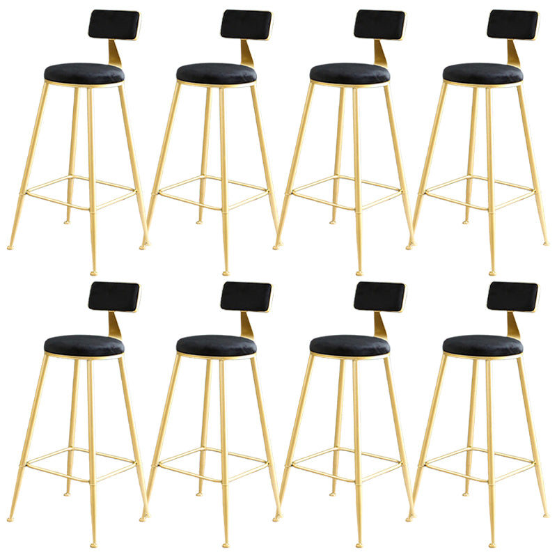 Metal Low Back Dining Stools Glam Armless Bar Stools with Gold Metal Base