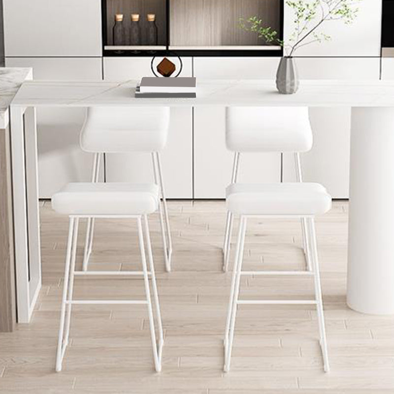 Faux Leather Armless Dining Stools Contemporary Bar Stools with Metal Base