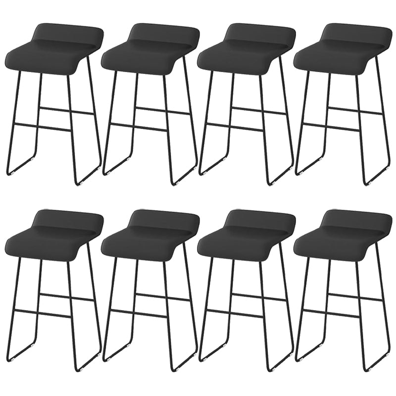 Faux Leather Armless Dining Stools Contemporary Bar Stools with Metal Base