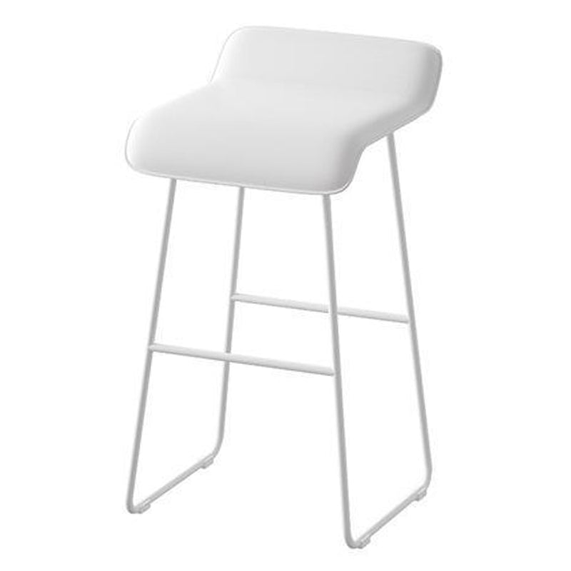 Faux Leather Armless Dining Stools Contemporary Bar Stools with Metal Base