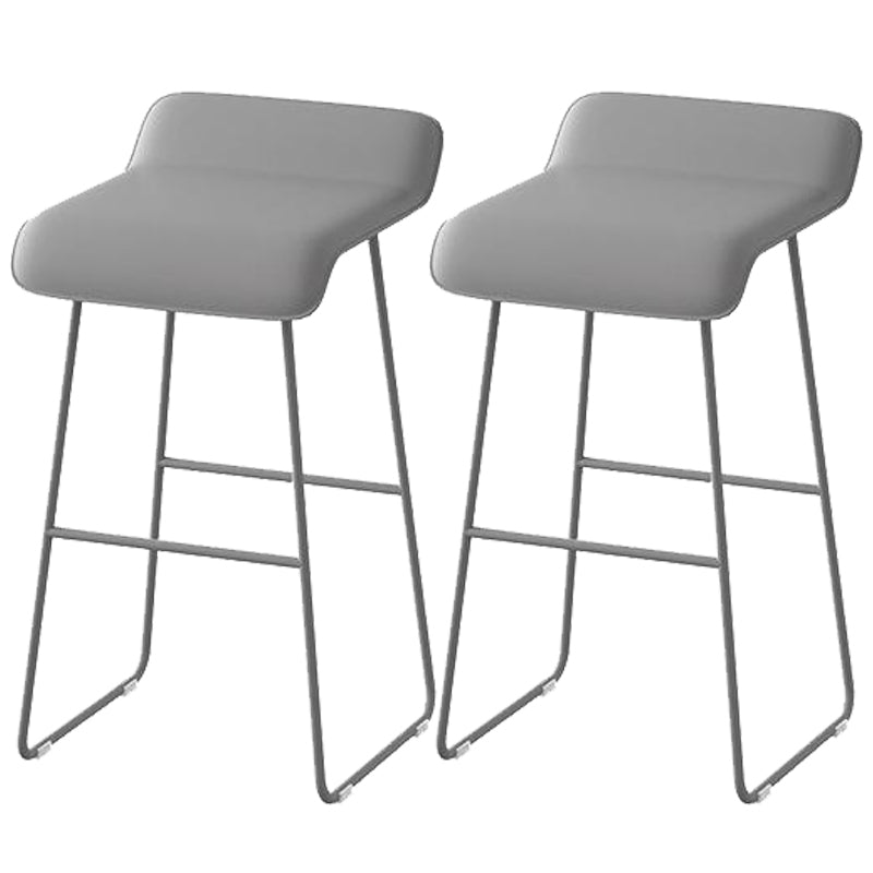Faux Leather Armless Dining Stools Contemporary Bar Stools with Metal Base