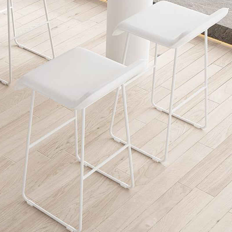 Faux Leather Armless Dining Stools Contemporary Bar Stools with Metal Base
